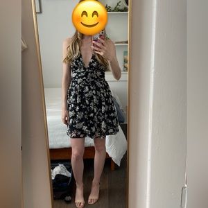 Abercrombie black and white floral dress small tall